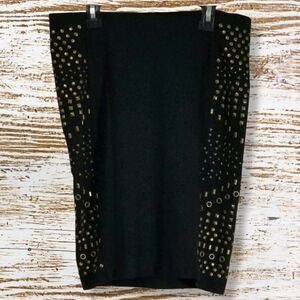 one 5 one Women's Skirt Size S Black  Stretchy Brass Studded